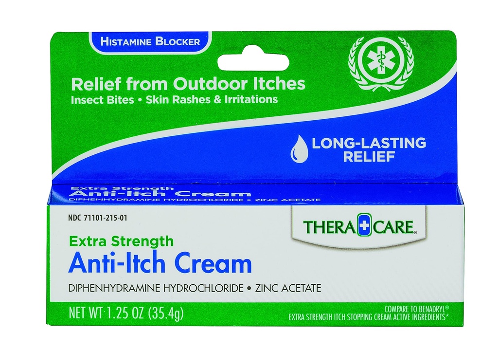 Thera Care Anti-Itch krem | Ekstra styrke | Utendørs kløe relief | 1,25 oz