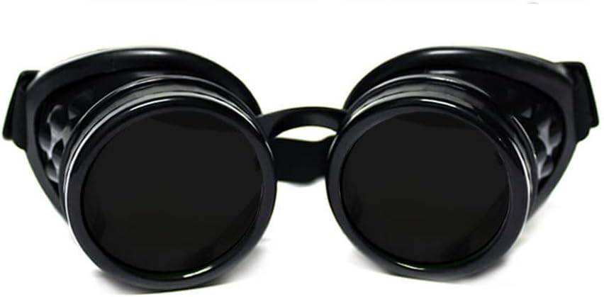 GloFX Stempunk Goggles Tinted - Rave EDM Festival Tilbehør - Gothic Cosplay Welder Goggles - Black Goggles med mørk Tint linser