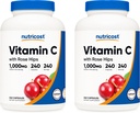 Nutricost vitamin C med rose HIPS 1025mg, 240 kapsler (2 flasker) - Premium ikke-GMO, Glutenfri vitamin C Supplement