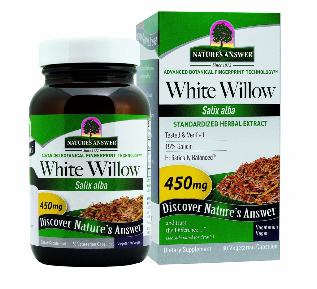 Naturens svar Hvit Willow | Fremmer generell Helse og velvære | Vegansk, Glutenfri, Ikke-GMO & Kosher Certified | 60ct