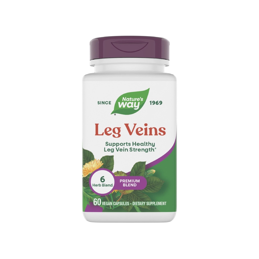 Naturens måte ben vener, støtter sunne ben ven styrke*, 6- urters blanding, hest kastanje ekstrakt og Dandelion Supplement, Glutenfri, 60 Vegan kapsler (pakke May Vary)