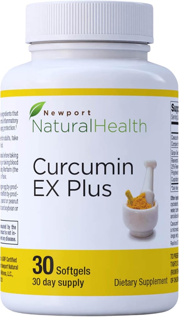 Gurkemeie Curcumin Supplement, Curcumin EX Plus med Grapefrø ekstrakt, Resveratrol & Rødvin Polyfenoler for felles helse og hjerte helse, Curcuminoids kompleks 500 mg kapsler