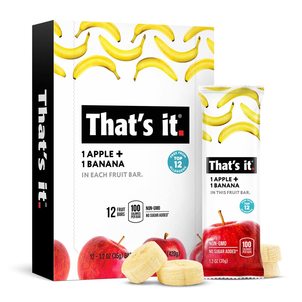 Det er det er næring Apples + Banan 100% naturlig ekte fruktbar, Paleo for barn og voksne, ikke GMO sukkerfri, Ingen konserveringsmidler Energimat, 14,4 Oz, Pakke med 12