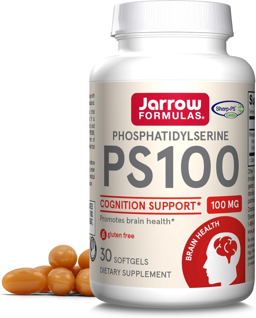 Jarrow Formler PS100 Fosfatidylserin 100 mg, kosttilskudd for hjerne helse og kognisjonsstøtte, 30 Softgels, 10-30 dagers forsyning