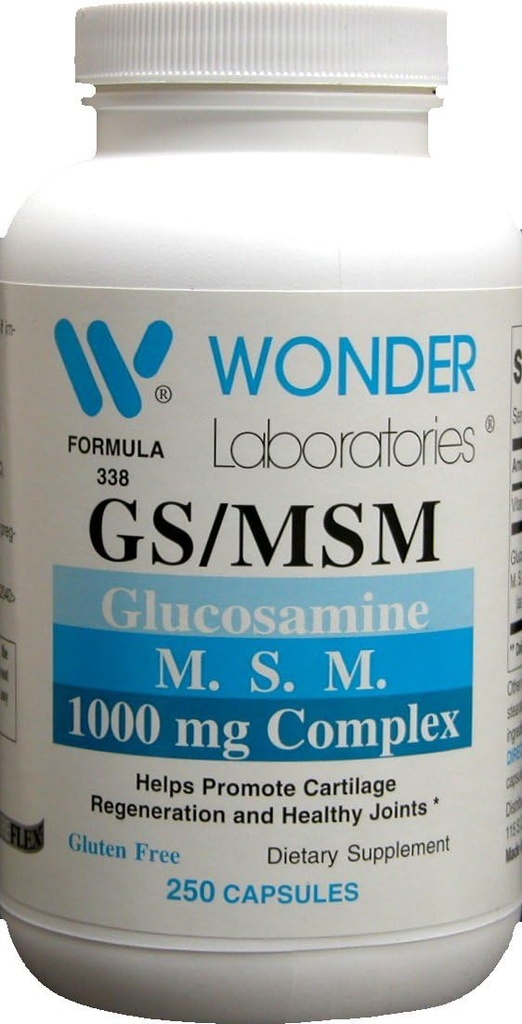 Wonder Labs Glukosamin / MSM, hjelper fremme Cartilage regenerasjon og sunne ledd - 250 kapsler