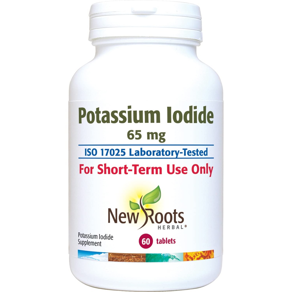 Kalium jodid 65 mg | Nødbruk Radiation Protection & Thyroid Support | (60 tabletter) Iodin - YODO Naciente | Essential Survival Kit Supplement | nye røtter HERBAL