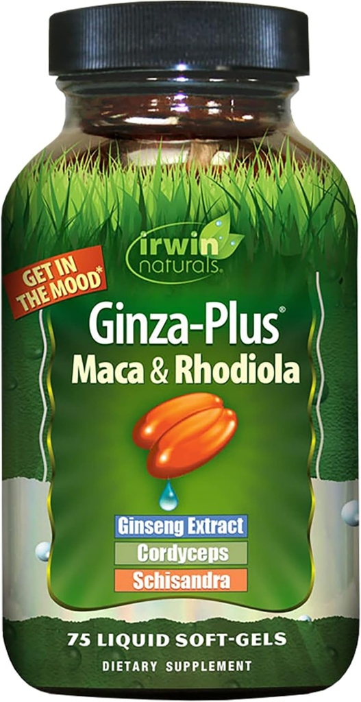 Irwin Naturals Ginza Plus utholdenhet, energi, balanse kosttilskudd flytende Gel Caps, 75-talls flaske
