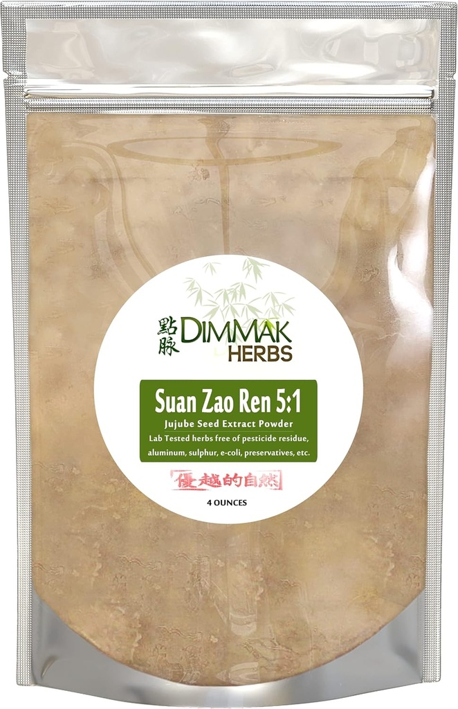 Dimmak Urter Organic Suan Zao Ren 5:1 Ekstra styrke ekstra pulver | Jujube Seed (ziziphus) Kinesisk urt Lab Testet 5:1 Koncentrat Granules 112g / 4oz