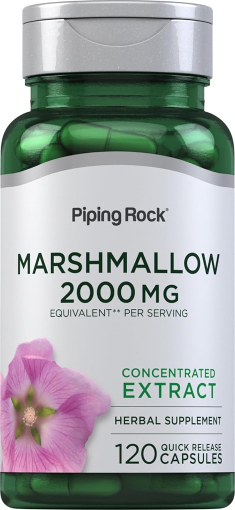 Piping Rock Marshmallow Root Supplement | 2000mg | 120 kapsler | Herbal konsentrert ekstrakt | Ikke-GMO, Glutenfri