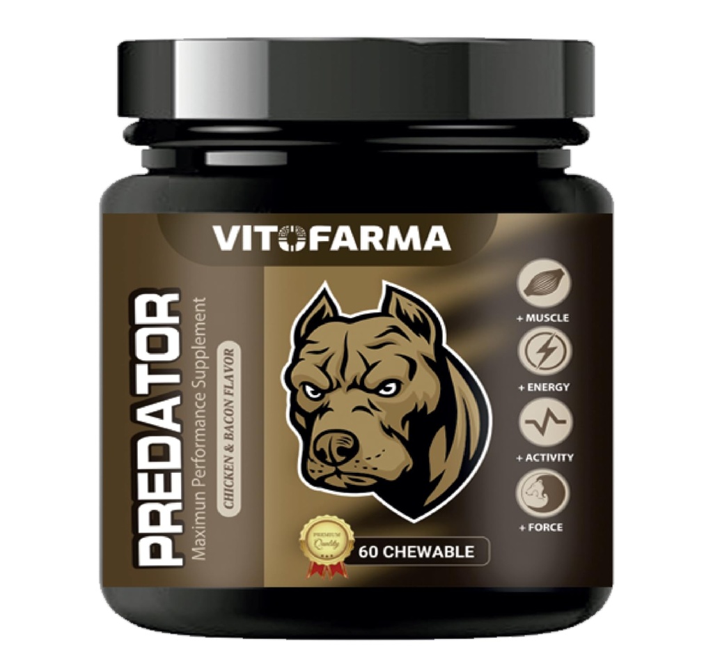 Predator Muskelbygger Chewable Tabletter for hunder - Canine Dog Supplement for muskel gevinst - 60 faner