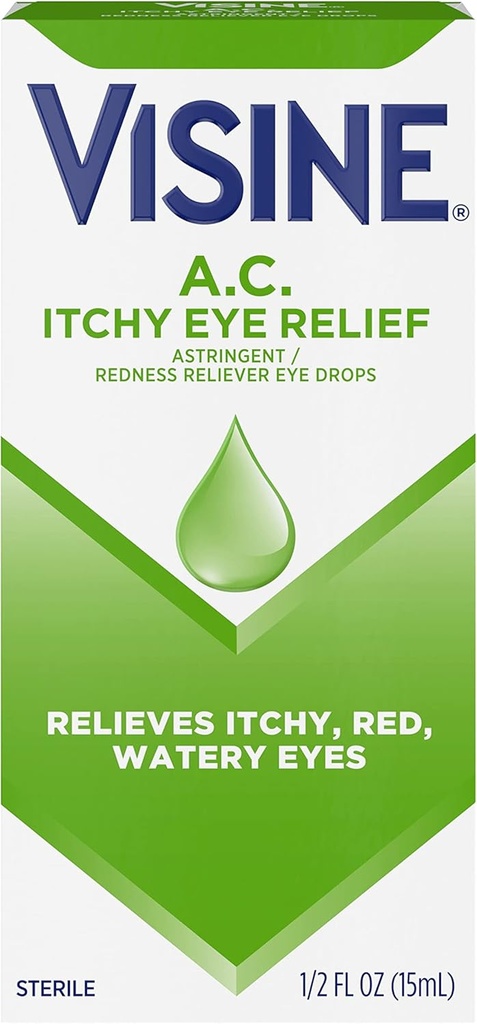Visine A.C. kløende øye lindring øyedråper med sink sulfat & Tetrahydrozolin HCl, Eye Drop behandling med rødhet Reliever & Astringent for kløe, rød, vannig og irritert øyne, 0,5 fl oz