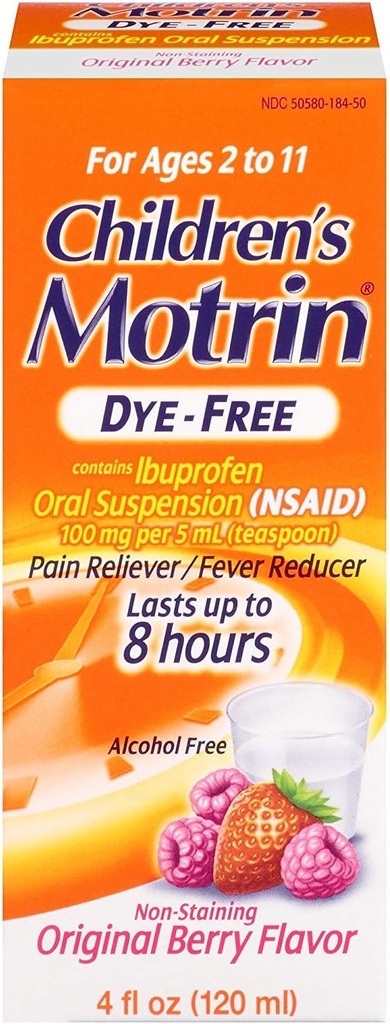 Motrin Barns DyeFree Smerte Reliever og Feber Reduser, 4 Fluid Ounce (5 Pack)