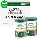 Grønnsaker Kosttilskudd Hund Hud og Coat Kosttilskudd med fiskeolje og omega 3 fettsyrer, kylling flavor, 80-talls tub, pakke med 2