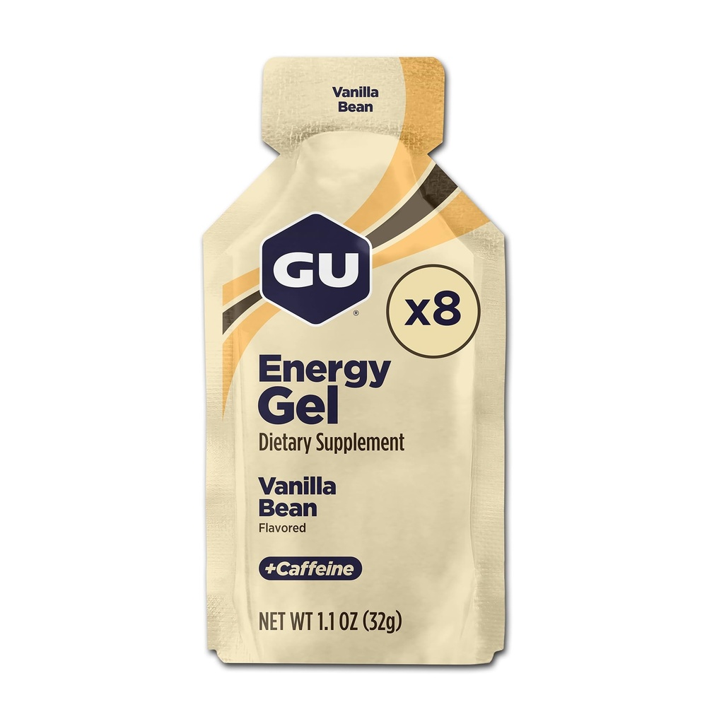 GU Energy Original Sports Nutrition Energy Gel, 8-count, Vanilla Bean