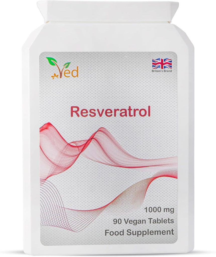 Ved RESVERATROL 1000 mg 90 Tablet, Potent Antioksidanter og, fremmer anti-Aging, kardiovaskulær støtte, 90 dagers forsyning per flaske.