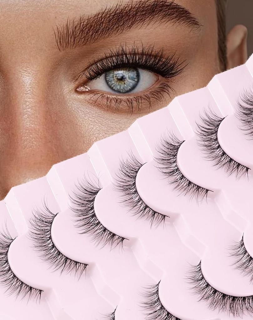 Bare alle naturlige Lashes Wispy Lashes naturlig utseende Falske Øyevipper Naturlige Flarøde Øyevipper Falske Øyevipper Mykt Fluffy Lashes 7 Par D1 Naturlig (6-13MM)