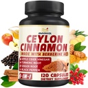 Ceylon Cinnamon Capsules med Berberine HCl, Apple Cider Vinegar, Turmeric, Ginseng, Black Pepper - 6in1 for støtte immunfunksjon - 120 greve