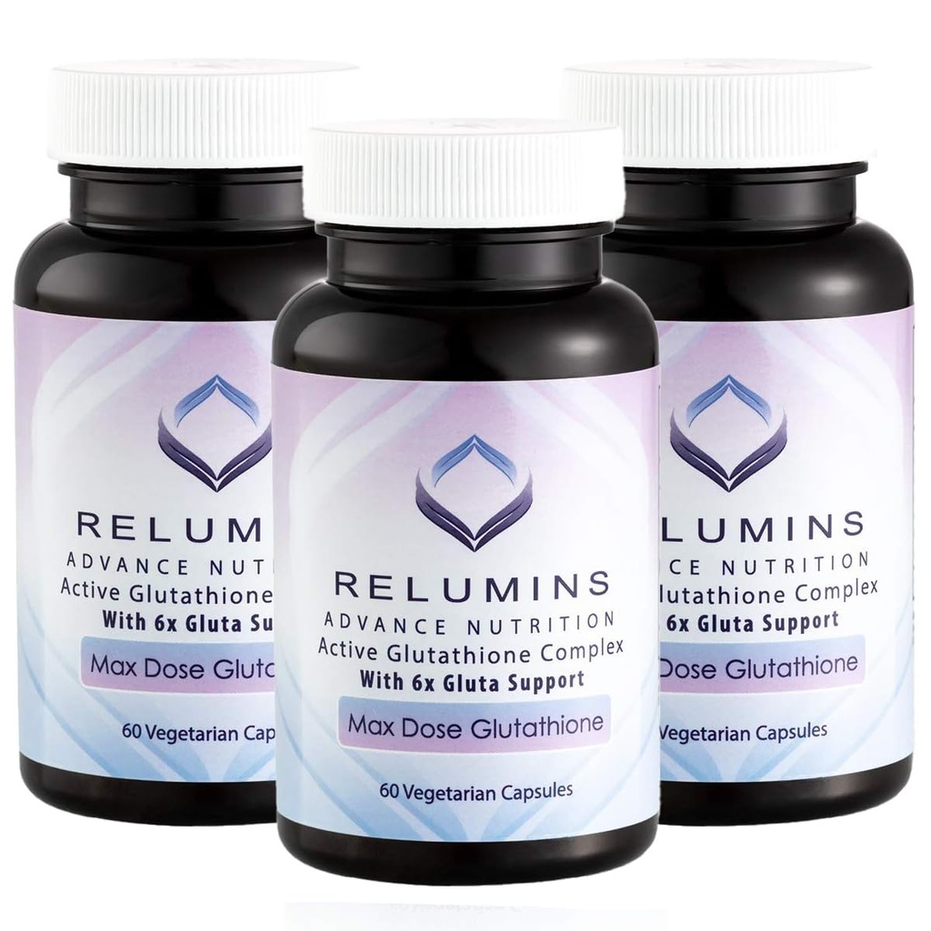 Aluminium Advance White Active Glutathione Complex - Max Dose 900mg Glutathione med 6X Boosters, ALA & NAC - Anti-Aging Skin Brightening Supplement - 60 Caps x 3 Flasker