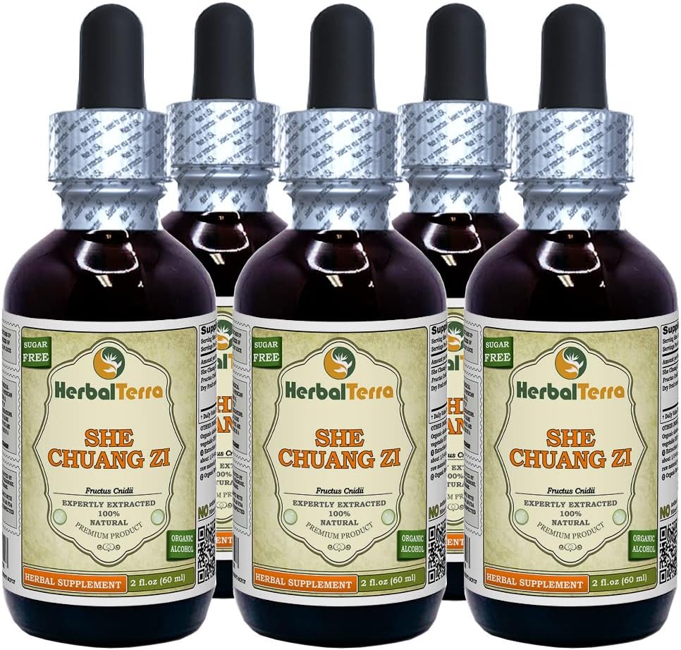 Hun Chuang Zi (Fructus Cnidii) Tinktur, organisk tørkede frukter flytende ekstrakt (merkenavn: HerbalTerra, stolt laget i USA) 5x2 fl.oz (5x60 ml)
