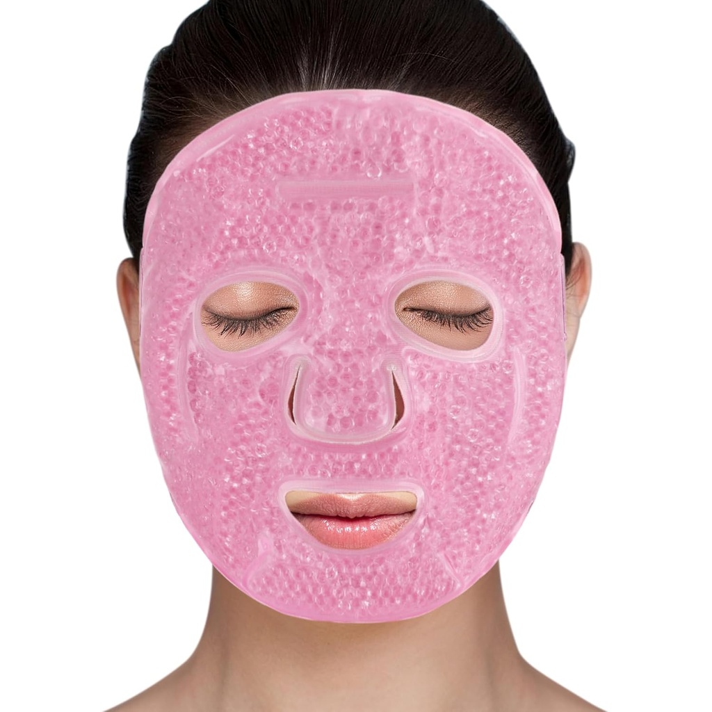 LotFancy Face Ice Pack, Reusable Ice Face Mask, Gel Bead Cold Face Eye Mask, Hot Cold Compress for Puffiness, Ansiktsrutine, Post-Surgical Recovery, hodepine, Hudpleie, Post Laser Care