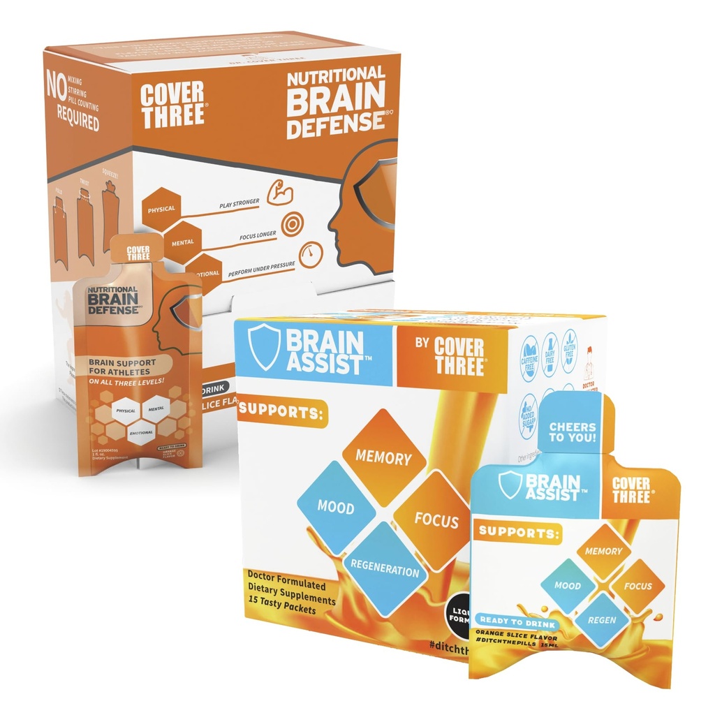 Brain Assist + Brain Defense | Støtte Fokus, Minne, Klarhet, Konsentrasjon, Regenerasjonsstøtte | Omega Fish Oil, Resveratrol, Turmeric, Uridin, Curcumin, Vitamin C