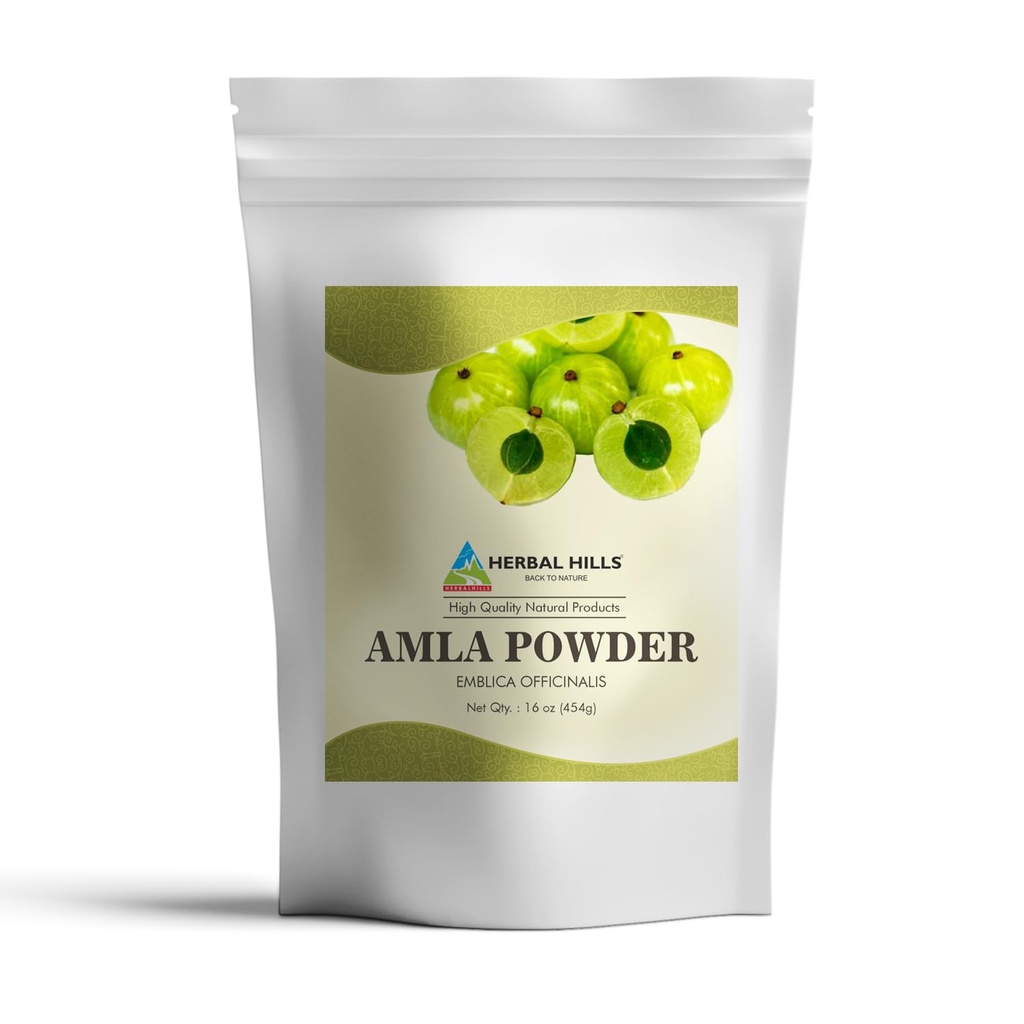 HERBAL HILLS Amla pulver 454 GMS Indisk Gooseberry Emblica Officinalis rik på antioksidant (16 Ounce Pack of 1)