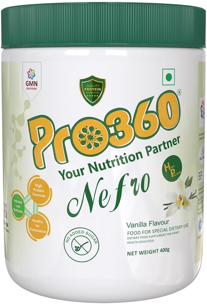 Nefr.o HP 400g (FKA Nephro) - Dialyse Care Næringstilskudd pulver - høyproteinformula beriket med L-Taurin, L-karnitin for nyre / renal helse - Ingen tilsatt sukker, Vanilla Flavour