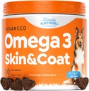 Omega 3 for hunder - Omega 3 Fiskeolje for hunder, Shedding Supplement med lakseolje for hunder Hud og Coat, reduserer kløe og støtter hjertehelse - 90 Hundeallergi Chews for kløende hud
