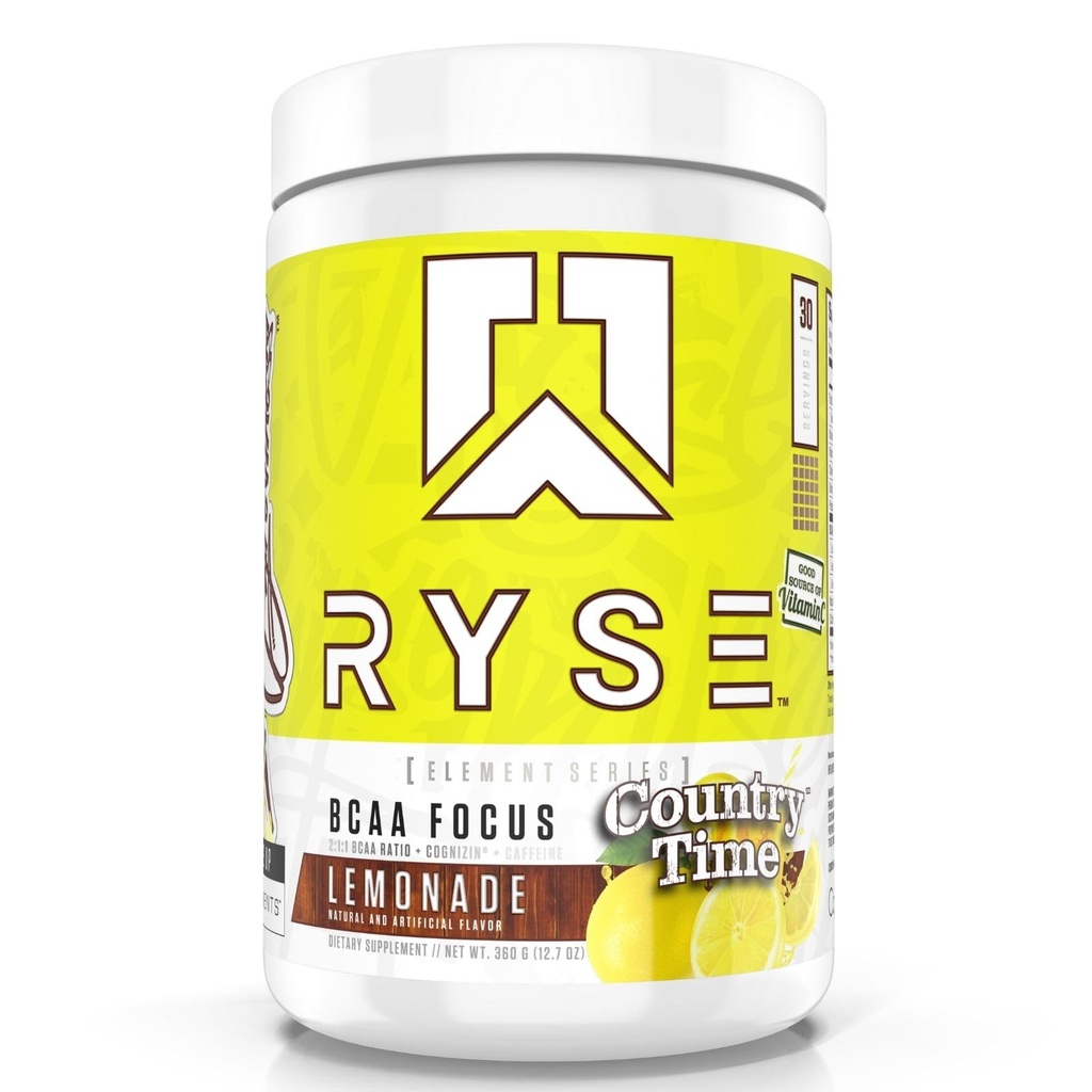 RYSE BCAA Focus Powder - Landtid Lemonade - BCAA Supplement med elektrolyter, Naturlig koffein & Kognizin Støtter for Hydration, Recovery, Energi og Fokus for menn og kvinner - 30 Serveringer
