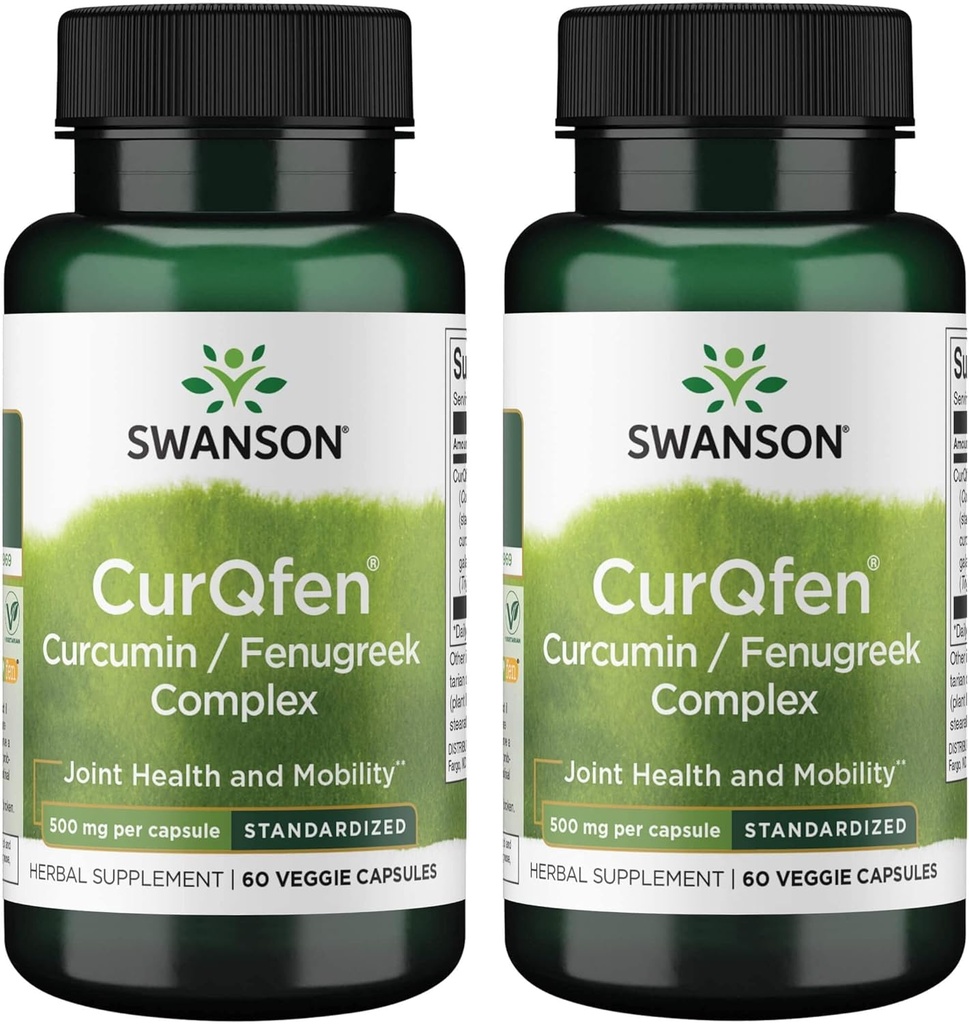 Swanson Controlled release Curqfen Curcumin/Fenugreek Complex 60 Veg Kapsler (2 pakke)