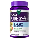 ZzzQuil PURE Zzzs De-Stress 2 mg Melatonin Gummies, , Søvnhjelpemidler for voksne, Ashwagandha for stress støtte, 60 Gummies