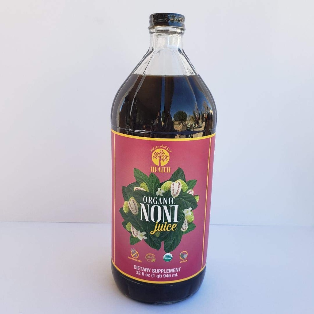 Økologisk kun NONI 100% ren fruktjuice 32oz (1qt) GLASS flaske - Flavanol, Mineral og vitamin rik 30g Hele Noni Superfrukt Per 1oz - Glutenfri