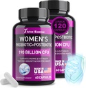 Probiotika for kvinner 190 milliarder CFU - 10 Strains & Postbiotika for Wowen- Immune, Digestive, Gut, Vaginal & Urinal Helse, PH Balance- støtter anledninger, Gas & Bleating, 120 Kapsel