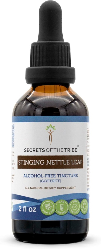 Hemmeligheter av Tribe Stinging Nettle Leaf alkoholfri flytende ekstrakt, Stinging Nettle (Urtica Dioica) Tørket Leaf Tinkture Supplement (2 FL OZ)