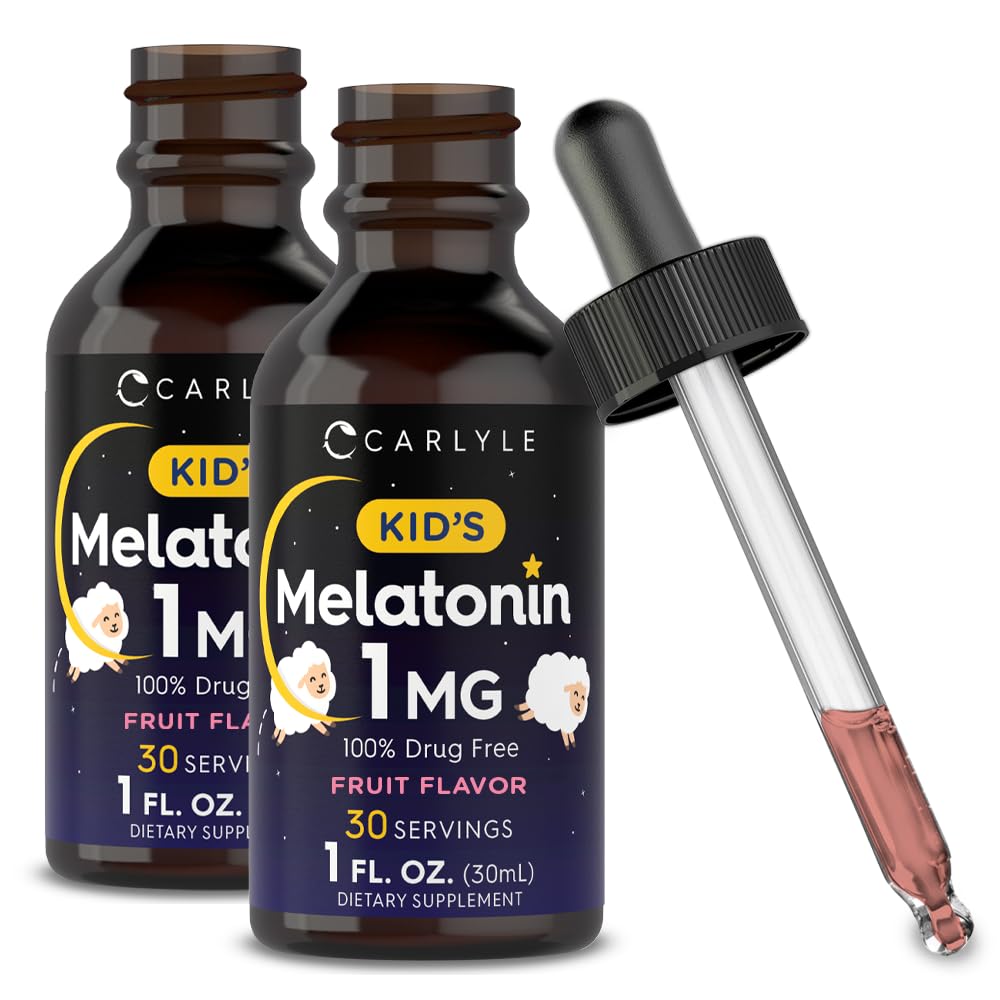 Carlyle Kids Melatonin Væske | 1 fl oz | Two Pack | Frukt Flavor | Drug Gratis Barn Supplement