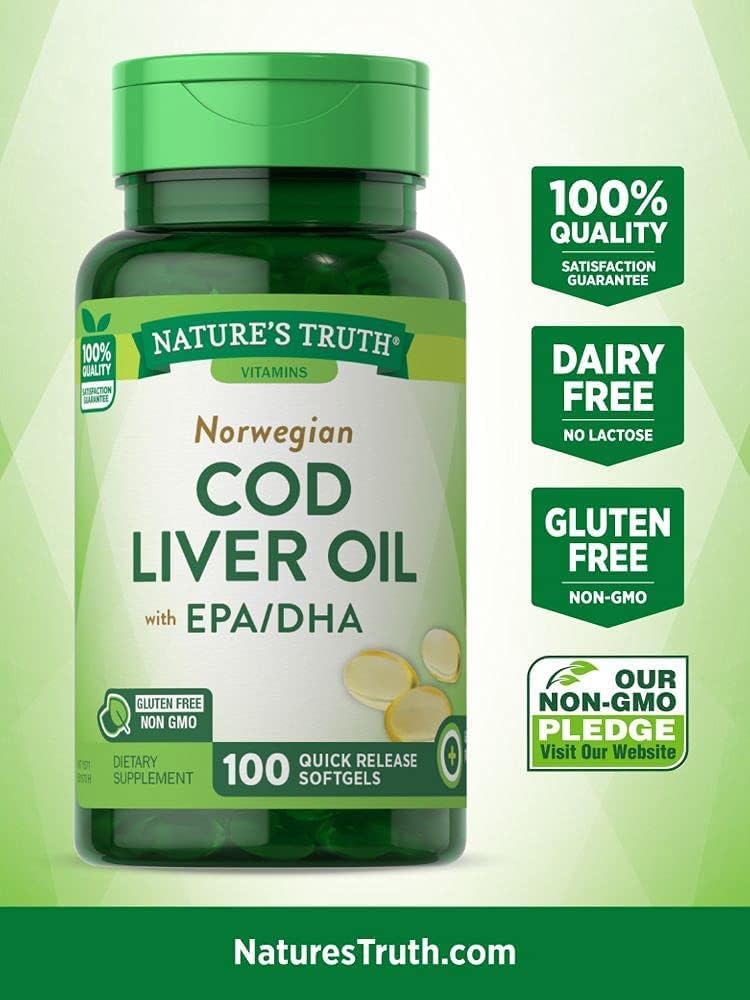Naturens sannhet Norsk Cod Liver Oil Dietary Supplement - 100 Softgels, Pakke med 6