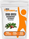 BulkSupplements.com Bearberry Leaf ekstrakt pulver - Uva Ursi ekstrakt, Herbal Supplement - Vegansk & Glutenfri, 750 mg per servering, 250g (8,8 oz) (Pack of 1)