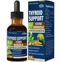 Thyroid støtte Drops - flytende Iodine Supplement, Gotas de YODO y Selenio para Tiroider, Con Rodiola Semenovii y Ortiga, bekjempe hjerne tåke w/Ashwagandha & Rhodiola Extract Tinktur.2 oz