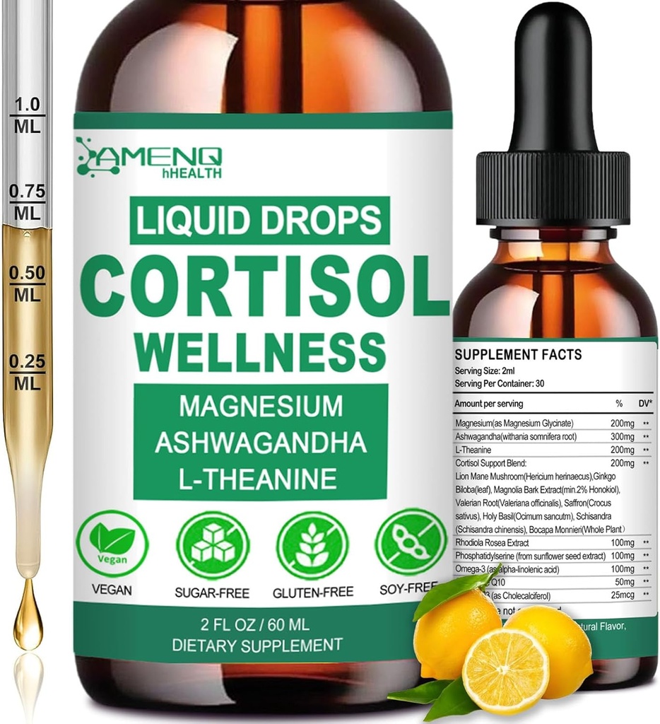 Cortisol Supplements for kvinner og menn, 16-i-1 Cortisol Reducer Detox Manager w. Magnesium, Ksm-66 Ashwagandha, L-theanin, Rhodiola, Fosfatydyserin for lavere kortisol, Recess Mood, Focus Support