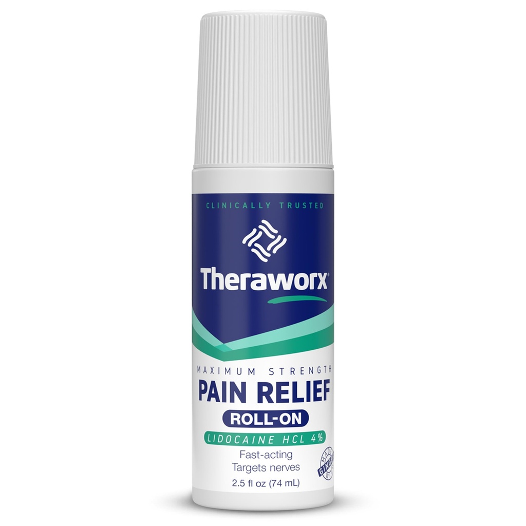 Theraworx Maksimum styrke smerte relief Roll-On med Lidocain, rask aksjon - 2,5 Oz - 1 greve