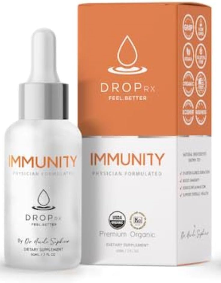 DropRx immunitet av Dr. Nicole Saphier - eldrebær, Echinacea & hvitløk kosttilskudd for immunsystem støtte, organisk, ikke-GMO, Vegan, Glutenfri, Kosher, laget i USA (2 fl Oz)