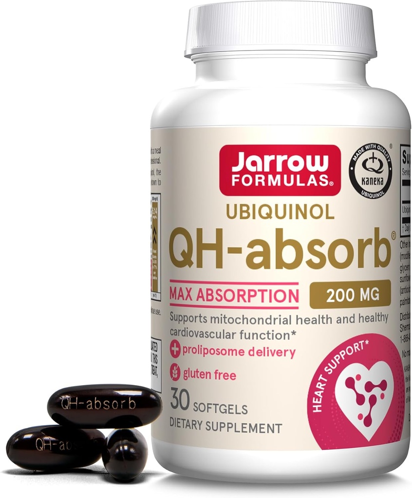Jarrow Formler CoQ10 200mg Softgels - 30 dagers forsyning, Ubiquinol Co Q 10 Supplement for kardiovaskulær helse, 30 Softgels