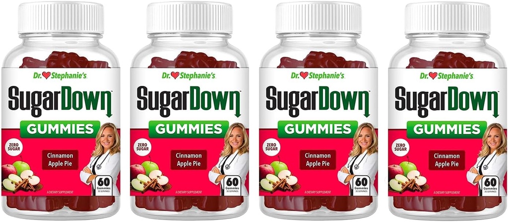 Dr. Stephanie SugarDown Gummies – Ceylon & Cassia Cinnamon Supplement - 4 Pack