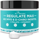 Reguler MAX Myo-Inositol & D-Chiro Inositol Supplement pulver for kvinner med vitamin D & Folate PCOS ernæringsstøtte, hormonbalanse og fertilitetsstøtte, ikke-slavorert 60 serveringer