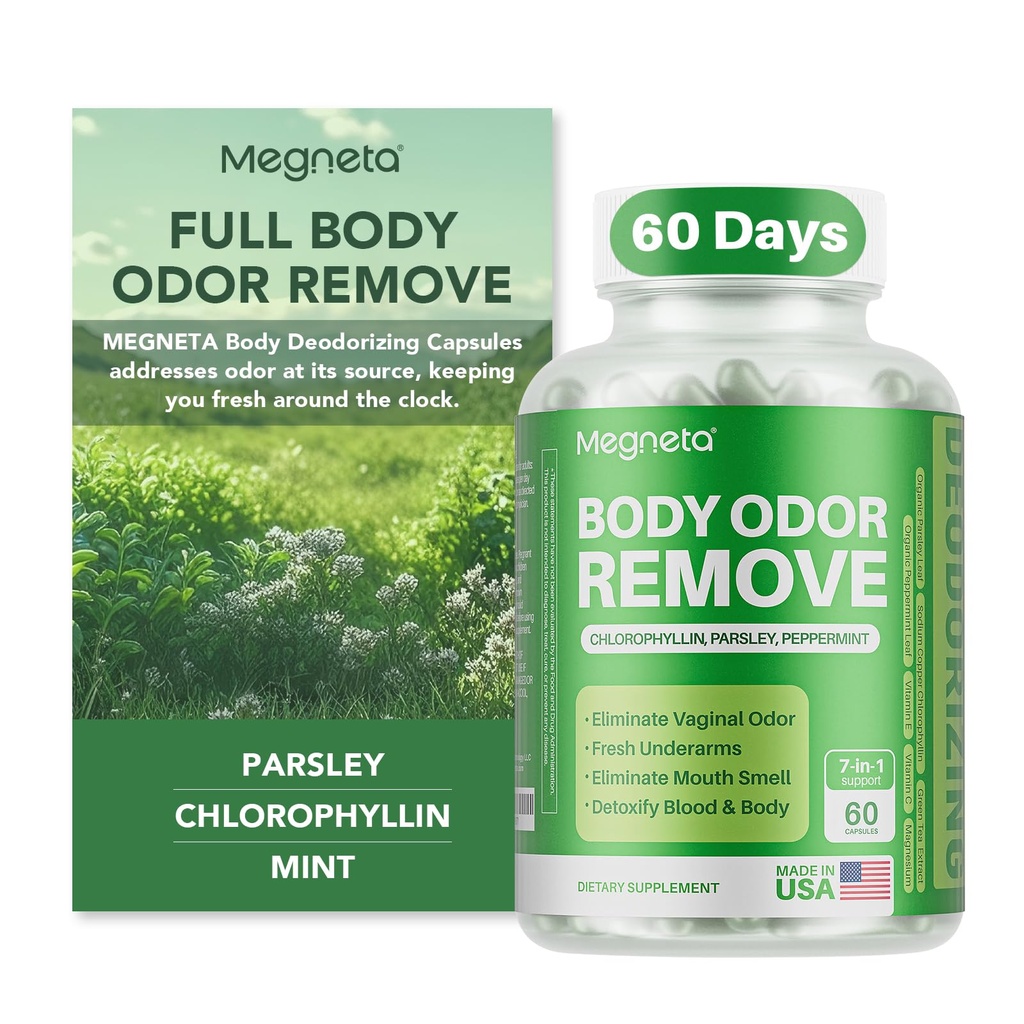 Body Deodorizing Supplement, Naturlig Intern Odor Control piller for menn og kvinner, Klorofyll kapsler for hud, puste og Gut helse (60 kapsler)