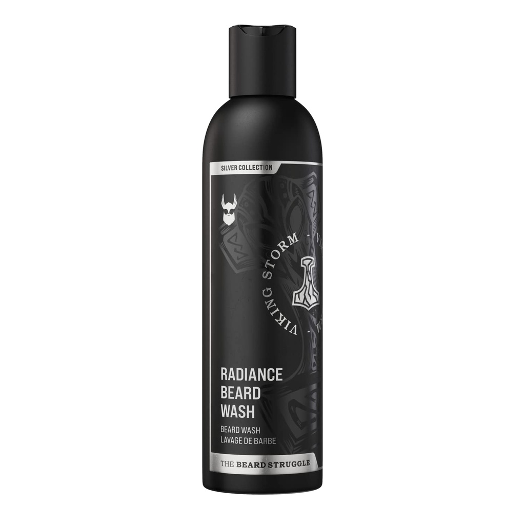 The Beard Kampen Radiance Beard Vaske - dyp ren & Hydrated Beard Care - Viking Beard Shampoo for menn (8 fl oz) - sølv samling- gull samling - Platinum samling
