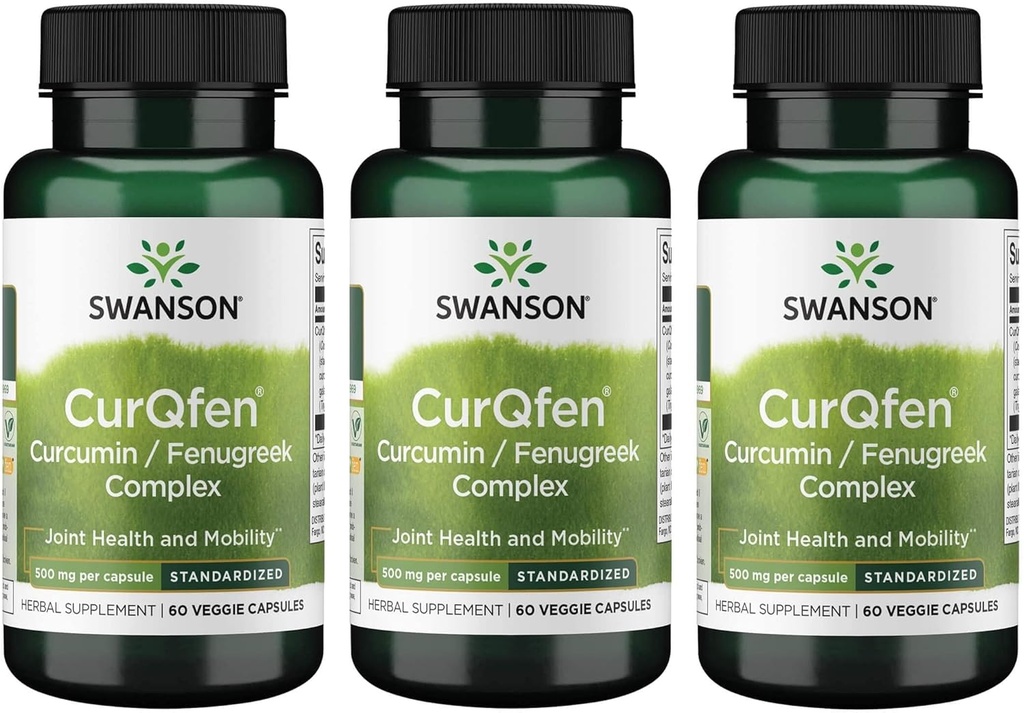 Swanson kontrollert release Curqfen Curcumin/Fenugreek Complex 60 Veg Kapsler (3 pakke)