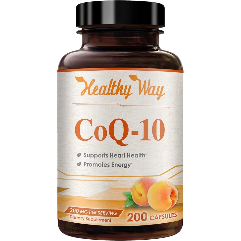 Koenzym Q10 200mg CoQ10 Supplement -Once daglig CoQ10 200mg pulver kapsler for hjerte helse, antioksidant og energi støtte -Non-GMO, rask absorpsjon Ubiquinon Q10 koenzym (Enkelt)