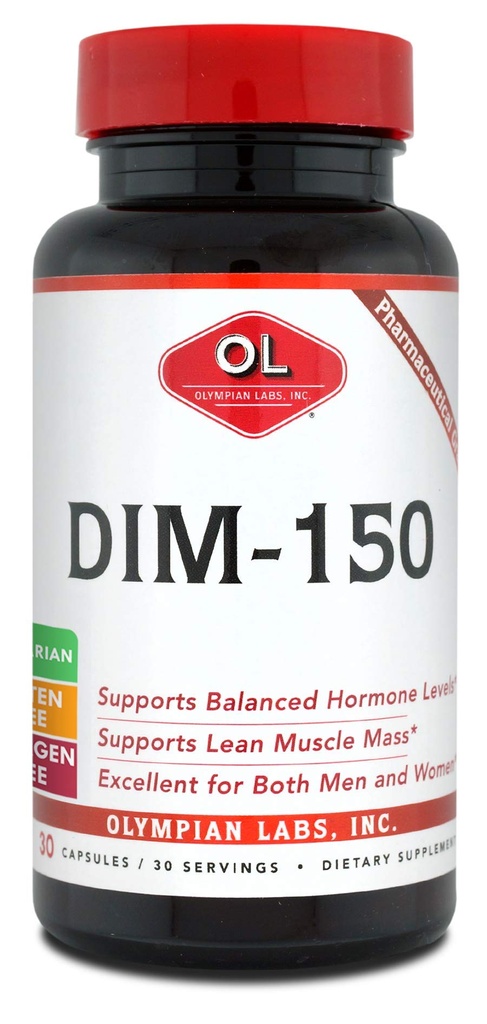 Olympian Labs DIM Supplement 150mg - DIM Diindolylmetan 30 Kapselforsyning av DIM for østrogenbalanse, Hormon Menopause Relief, Acne behandling, PCOS, Bodybuilding