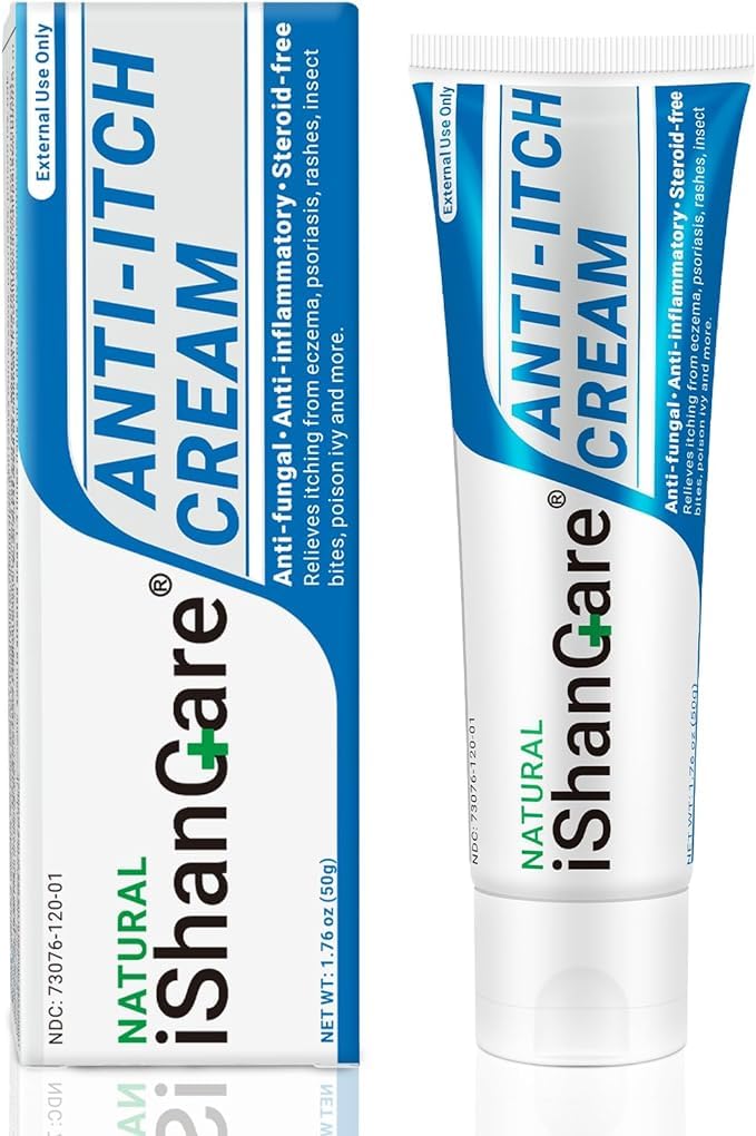 ishancare Anti Itch Soothing Krem Extra Styrke Hud Itch Relief Ointment, for full kropp Itching forårsaket av sesongmessige endringer, dermatitt, Eczema, Utslett, Psoriasis, Hives, Bites, Poison Ivy, 1.76 oz